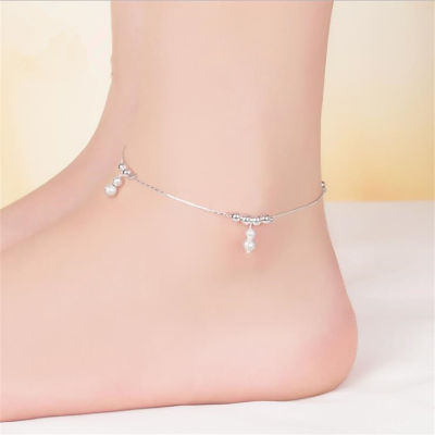 KOFSAC New Fashion Foot Jewelry 925 Sterling Silver Anklets For Women Beaded Gourd Summer Girl Beach Ankle Chain Bracelet Gifts