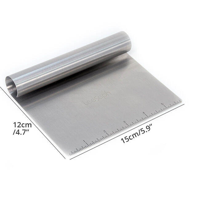 Stainless Steel Dough Scraper, Pastry Cutter with Handle, Bench Scraper