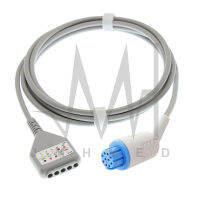 5-Lead ECGEKG Trunk Cable สำหรับ Datex 10P Patient Monitor,ECG Extension Cable, AHA หรือ IEC Standard Din Style Leadwire