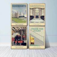 ☜❈ Vintage Travel โปสเตอร์ภาพยนตร์ภายใต้บันได Hogwarts Express ภาพวาดผ้าใบ Wall Art ภาพพิมพ์สำหรับห้องนั่งเล่นตกแต่งบ้าน