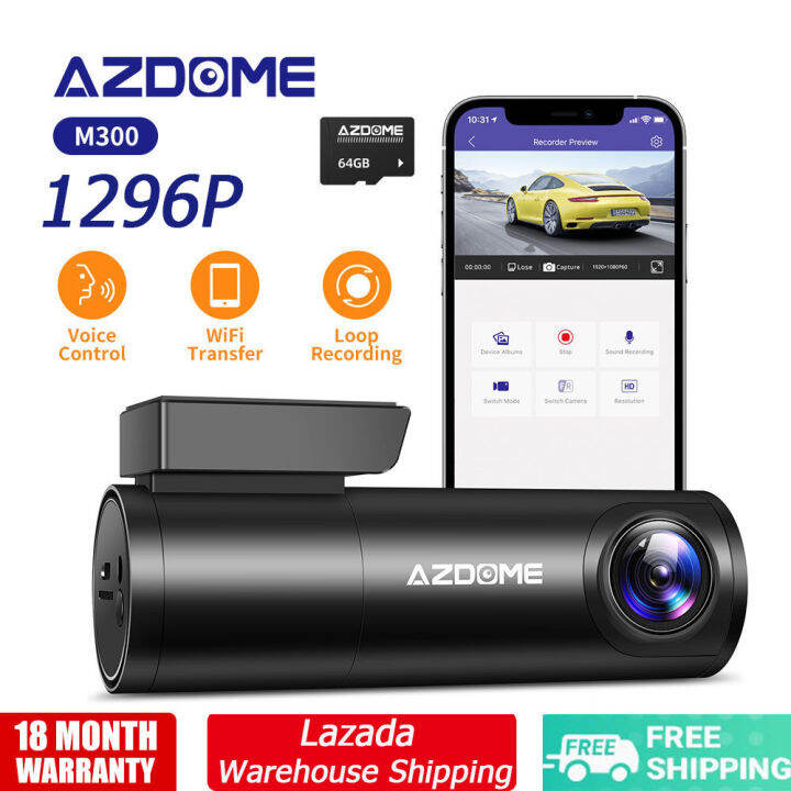 AZDOME 1296P Car Dash Cam M300 APP Control English Voice Control Wifi ...