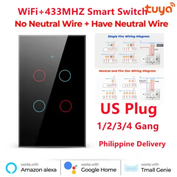 AUBESS TUYA WIFI Smart Switch 1/2/3/4gang 120Type