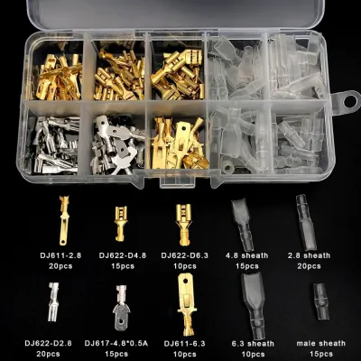 45sets/lot 150PCS Box pack 6.3/4.8/2.8 Plug spring   Inserting blocks   sheath cold-pressed terminal wire connector male female