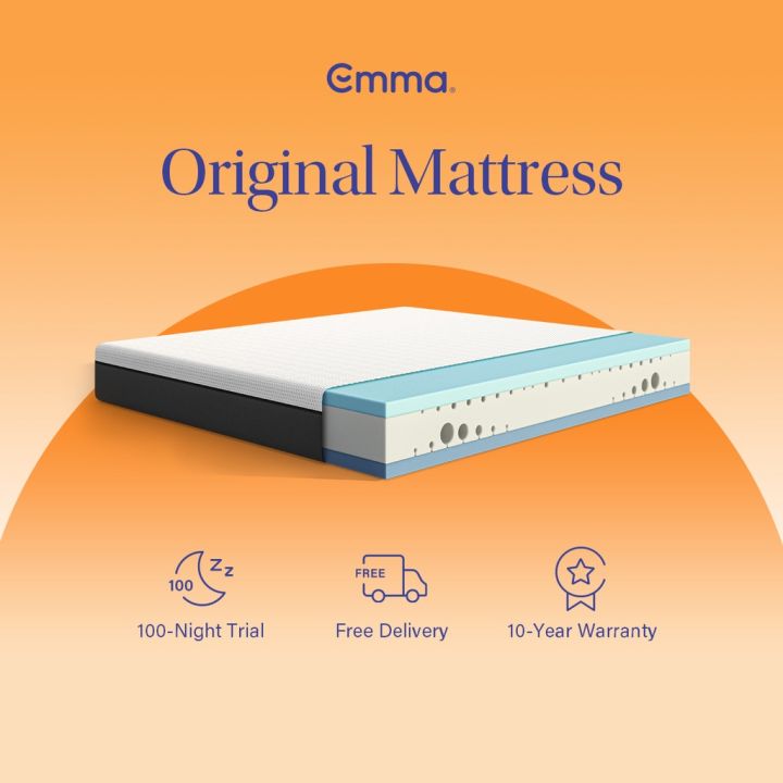 Emma Original Mattress Ergonomic, Memory Foam, Medium Firm, 10 Inch