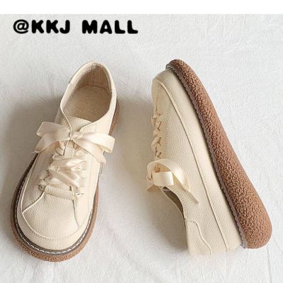KKJ MALL Small Leather Shoes Womens Autumn 2021 New Japanese R Big-toed Shoes Literary Students Thick-soled Wild Jk Shoes Flat Autumn Shoes