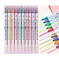 JFDHGR แบบพกพาได้ การวาดภาพ อุปกรณ์เขียน สำหรับนักเรียน สี midliner มาร์กเกอร์ปลายเฉียง สไตล์ญี่ปุ่นแบบ ปากกาฟลูออเรสเซนต์ ปากกาเน้นข้อความสองหัว เครื่องเขียนของโรงเรียน ปากกามาร์กเกอร์ศิลปะ