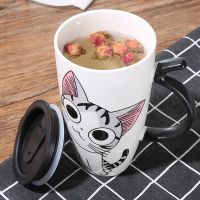 Hot sale 600ml Cartoon creative cat mug With Lid milk coffee mug for tea Porcelain travel Cup Large Capacity ceramic Nice Gifts