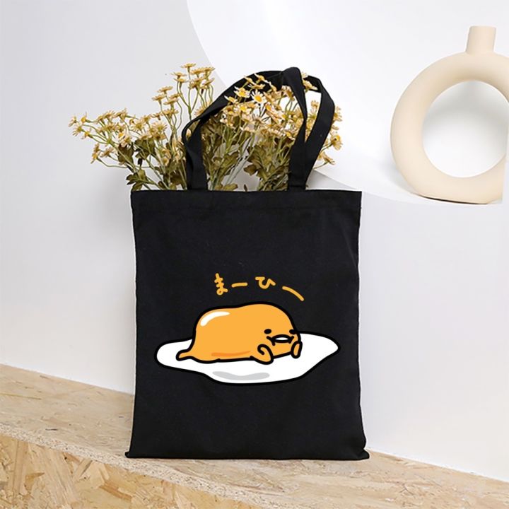 กระเป๋าสะพายไหล่-ผ้าแคนวาส-ลายการ์ตูนไข่ขี้เกียจ-gudetama-kawaii-สําหรับผู้หญิง
