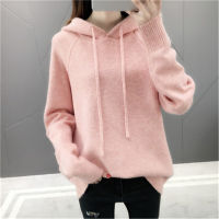 Knitted Hoodies Women 2020 Autumn Winter Korean Long Sleeve Hooded Sweatshirt Female Pink Red Blue Kpop Pullover PZ2783