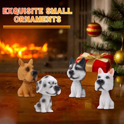 Mini 3D Car Dashboard Toys Car Ornament Nodding Dog Decoration Head Bobblehead Auto Accessory Interior Shaking Gift Puppy Huskie J9P3