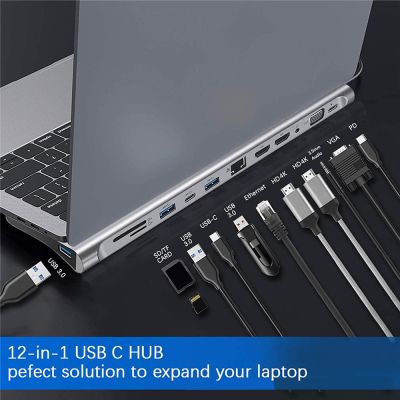 พอร์ต USB แท่นวางมือถือ MZX แล็ปท็อปชนิด C กับ HDMI รองรับ VGA 3.0 2.0 PD 100W สำหรับ Macbook Sony HP Dell XPS เลอโนโวเอซุส Feona