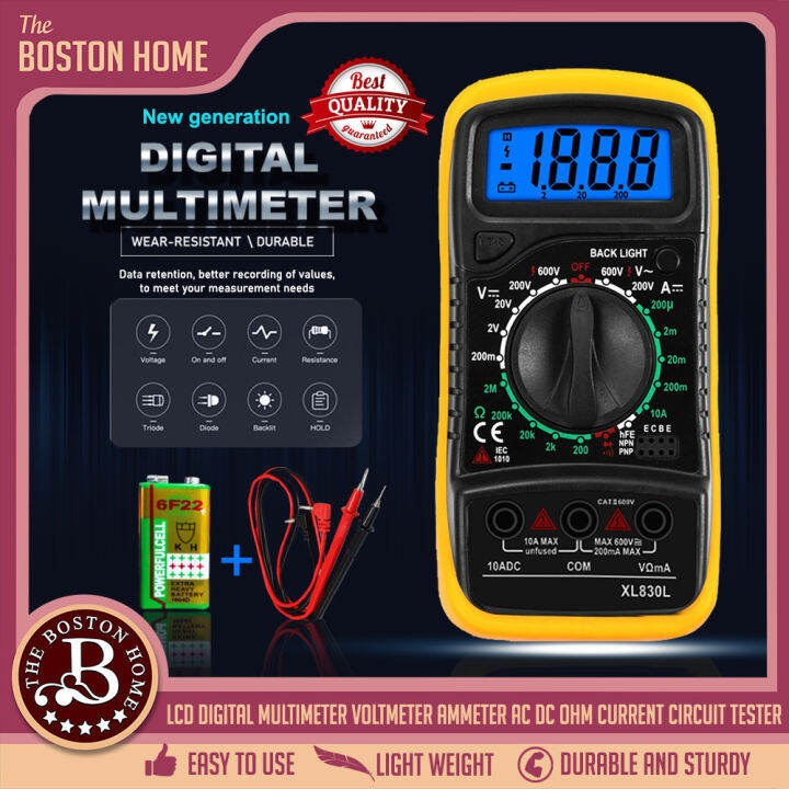 Boston Home XL830L LCD Digital Display Multimeter Tester Voltmeter