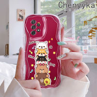 Chenyyka เคส A71ลายการ์ตูนปลอกสำหรับ Samsung กาแลคซี A72 4G A72 5G ดีไซน์ใหม่รูปสัตว์ในวันที่ดีเนื้อครีมขอบคลื่นนุ่มเคสมือถือกันกระแทกแบบใสเคสโปร่งใสลายกล้องถ่ายรูปเรียบง่ายอ่อนโยนป้องกัน