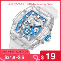 ZZOOI ONOLA Brand Business Transparent Plastic Watch Men Women Clock 2021 Fashion Sport Casual Unique Quartz Luxury Square Mens Watch