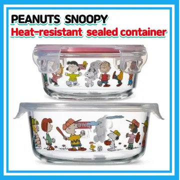 Pyrex Peanuts Snoopy Glass Storage Heat Resistant Containers Round