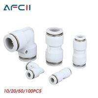 10/20/50/100pcs Better Quality PU PV White Pneumatic Fittings Air Pipe Couplings 4-16mm Plastic Hose Quick Connector