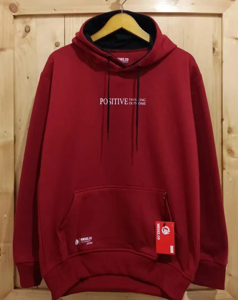 switer pria switer cowo kachios warna maroon gambar positive putih switer  terbaru mr dee hoodie murah