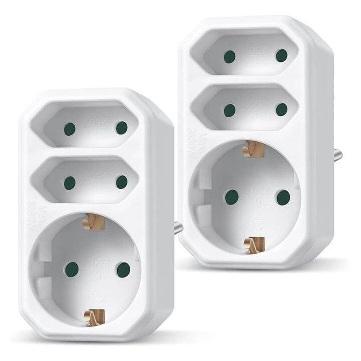European Type Conversion Plug 1 TO 3 Way EU Standard Power Adapter Socket 16A Travel Plugs EU