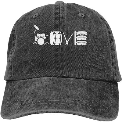 Summer new Best Selling print Mens/Womens Love Drum Set Denim Fabric Baseball Cap Adjustable Hat Black Cute cap for women