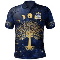 2023 NEW Style Caradog Freichfras Earl Of Hereford Welsh Family Crest Polo Shirt - Moon Phases &amp; Tree Of Lifesize：XS-6XLNew product，Can be customization