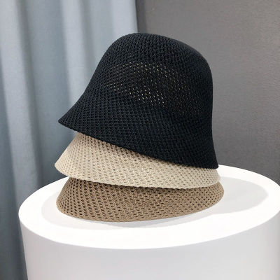 Hat Female Fisherman Hat Spring and Summer Hollow Thin Sun Hat Sun-Proof Bucket Hat Japanese Style Face-Looking Small Bucket Cap