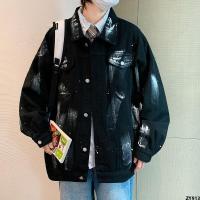 ผู้ชายสไตล์อเมริกันฤดูใบไม้ผลิและฤดูร้อน oversize High Street Jacket Jacket เสื้อผ้าแบรนด์แฟชั่นยีนส์ระดับไฮเอนด์ฤดูใบไม้ร่วง