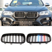 ด้านหน้า Hood Kidney Grille กันชน2 Slat Glossymatte Black M สี Dual Grill Fit สำหรับ BMW F15 X5 F16 X6 2014-2017รถอุปกรณ์เสริม