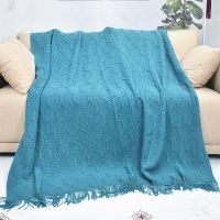 Knitted Blanket for Sofa Decorative Throw Blankets with Tassel Table Runner Summer Air Conditioning Cover Bedspread