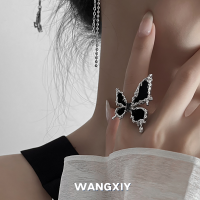 WANGXIY แหวนดั้งเดิมของซีรีย์ผีเสื้อเข้มการออกแบบองค์ประกอบเทรนด์ใหม่แหวนนิ้วเปิด