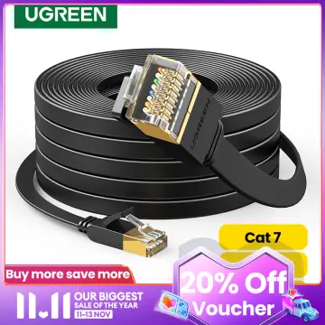 5M 8M 15M 30M Black Ethernet Cable Cat 7 Cat7 Flat Network Patch