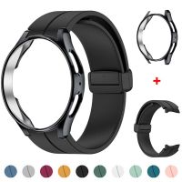 Original Silicone Strap For Samsung Watch 4/5 40 44mm Watch 5 Pro 45mm Magnetic Buckle Band Case Galaxy Watch 4 Classic 42 46mm