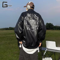 LIVE GREAT Jaket Baseball ย้อนยุคทรงหลวมแบบบางสำหรับผู้ชายแจ็คเก็ตหนังสำหรับนักปั่นจักรยานแนวสตรีทใหม่ฤดูใบไม้ผลิ