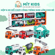 Bộ 6 đồ chơi xe ô tô công trình các loại cỡ lớn cho bé, máy xúc, xe tải