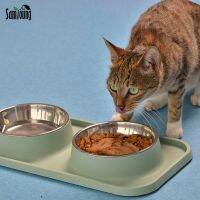 Double Anti-ant Cat Bowl Pet Feeder Bowl For Kitten Cat Plastic Stainless Steel Cat Food Dispenser Stand Dish Pet Supplies Bowl