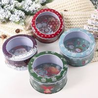 Christmas Old Man Candy Tins Decorative Round Tinplate Boxes Xmas Candy Cookie Packaging Jar Candle Containers Candy Box Gift Storage Boxes