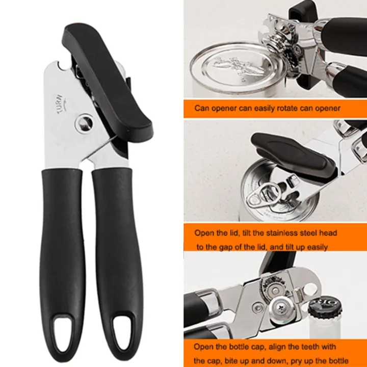Original 3in1 Multi Function Stainless Steel Can Opener with Lids Off
