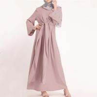 Abaya Muslim Dress Plain ashion Jubah Long Sleeve Elegant Belted Dresses