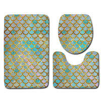 Fish pattern printing pattern bathroom floor mats three-piece bathroom carpet toilet mat set door mat bathroom non-slip mat