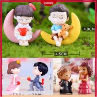 WUMENG 2Pcs ใหม่ ภูมิทัศน์ขนาดเล็ก ของตกแต่งบ้าน สวนนางฟ้า รูปแกะสลักคู่รัก ตุ๊กตามินิ ของขวัญวันวาเลนไทน์ คนรักจิ๋ว