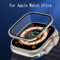 กันชนโลหะ + กระจกนิรภัยสำหรับ Apple Watch Ultra 49 มม.อุปกรณ์เสริมป้องกันหน้าจอ Anti-Scratch HD ฟิล์ม iWatch ultra 49 มม.-sdfewsfewww