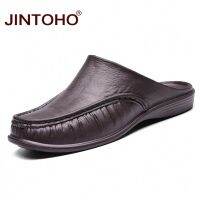 jintoho รองเท้าแตะลําลองแฟชั่นสําหรับผู้ชายเครื่องหนังขนาดใหญ่