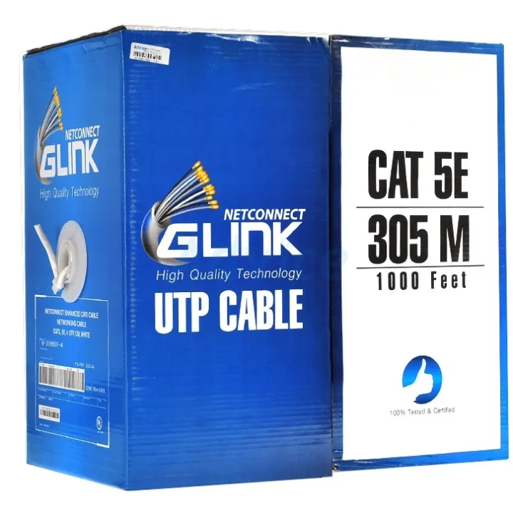 สายแลน GLINK CAT5E UTP Cable 305m/Box ภายใน INDOOR (GLG5004) Lazada.co.th