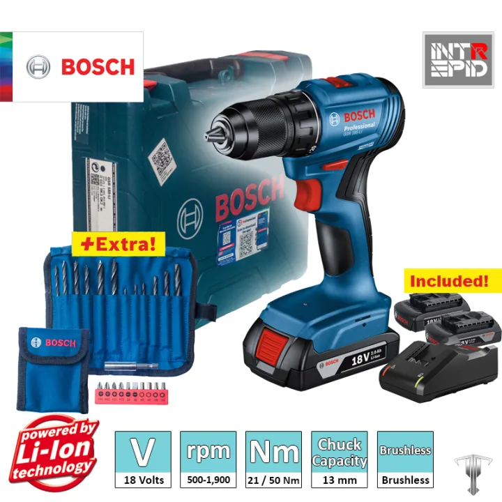 Bosch GSR 185Li Professional 18 V Brushless Rotary Drill/Driver Kit