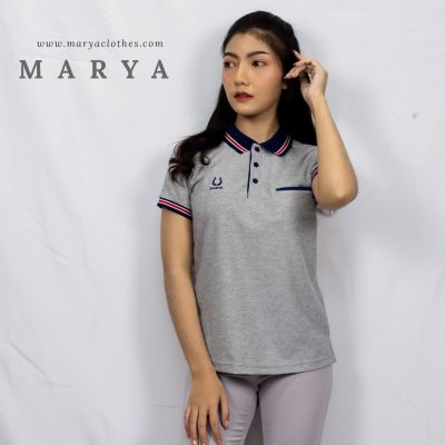 MARYA MAY เสื้อ เสื้อโปโลหญิงสีเทา เนื้อผ้าทอพิเศษ ผลิตจากผ้า TK MICRO ผ้านิ่มใส่สบาย ไม่ร้อน ไม่ยืด ไม่ย้วย ใส่ทรงสวย