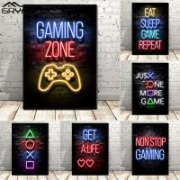 Gaming Zone โปสเตอร์ผ้าใบ-เกมตลกอ้าง Wall Art พิมพ์ภาพวาด-เด็ก Gamer Room ภาพ Arcade Hall Playroom ตกแต่ง