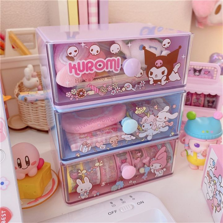Kawaii Sanrio Desk Organizer Cartoon Hello Kittys Kuromi My Melody Mini