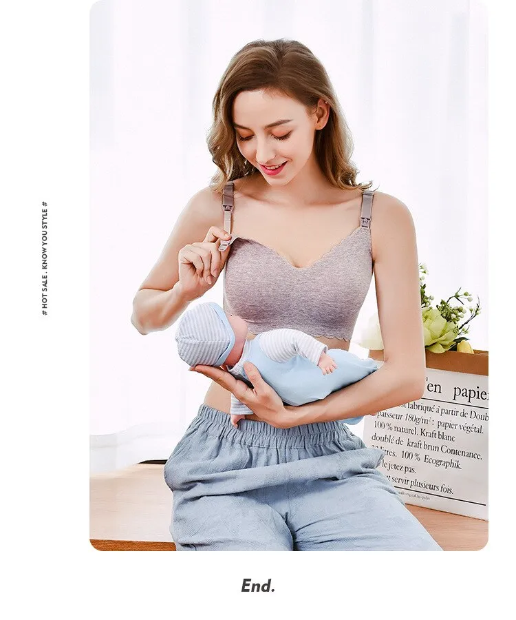 Ultra Thin Laser Cutting Ladies Feeding Bra Removable Padded Modal  Breastfeeding Bras Plus Size Push Up