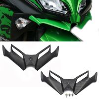 Front Aerodynamics Winglet Fairing For Kawasaki Ninja 250 300 Motorcycle Black Carbon Fiber Look ABS Plastic