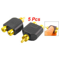 5 Pcs RCA AV Audio Y Splitter Plug Adapter 1 Male to 2 Female