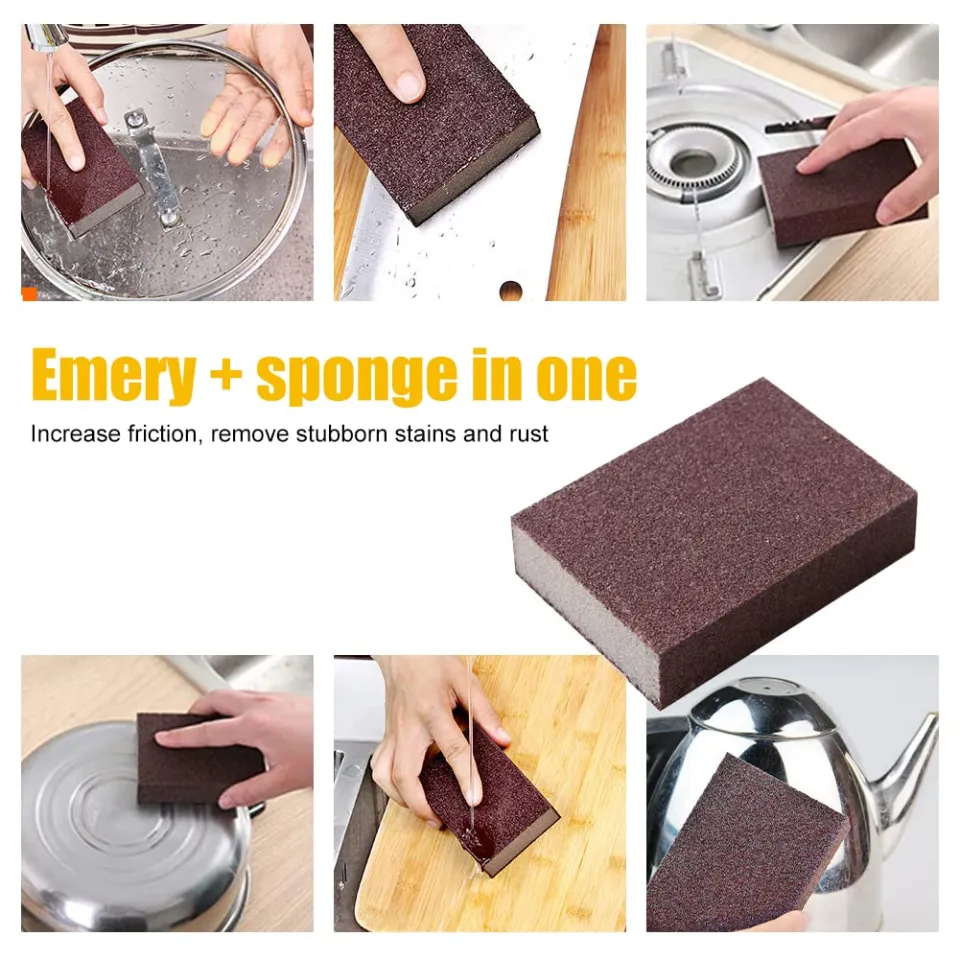 Nano Carborundum Sponge with Handle, Nano Emery Sponges Rust Remover, Emery  Sponge Brush for Pots Pans, Kitchen Sponge for Dishes, Bathroom Cleaning  Tools, Nano Sponge 